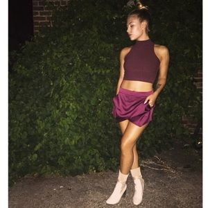 Maroon Asymmetrical Short